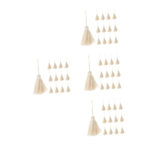 VILLCASE 4 Sätze Quaste Anhänger Bastelquasten Für Schmuck DIY Quasten Aus Baumwollgarn Lesezeichen Quasten Abschluss Schlüsselanhänger Quaste Weiche Quaste Baumwolle Beige 15 Stück * 4 von VILLCASE