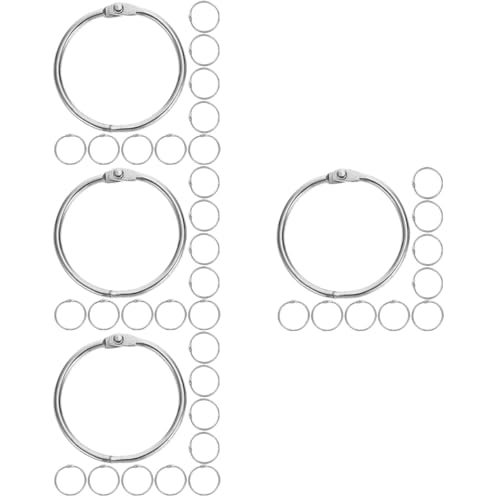 VILLCASE 4 Sätze Ringbuch-ring Loseblattbinder Schlüsseldrahtseil Schlüsselanhänger Aktivitätsringe Ringbinder Schnallen Für Lose Blattbinder Bücherringe Metall Silver 20 Stück * 4 von VILLCASE