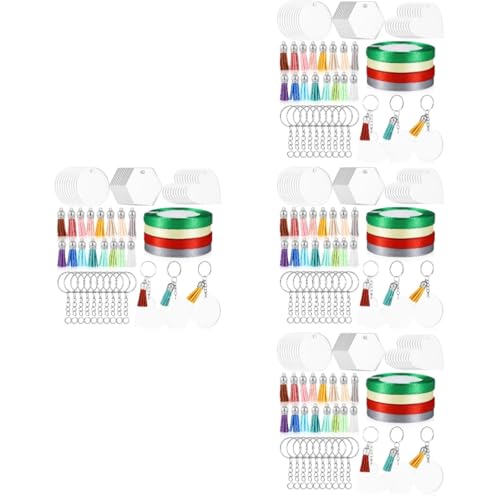 VILLCASE 4 Sätze Schlüsselanhänger Aus Acryl Quaste Schlüsselbundzubehör Durchsichtige Schlüsselanhänger-rohlinge Leer Lesezeichen Transparente Schlüsselanhänger-rohlinge Schlüsselring von VILLCASE