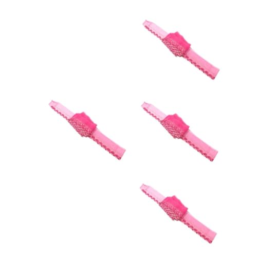 VILLCASE 4 Stück Accessoires aus Mesh-Spitze dekoration Spitzenband für Puppenkleidung Spitzenbesatz zum Nähen dehnbares Band Patchworkband Schnürband dünnes Spitzenband Polyester Rosy von VILLCASE