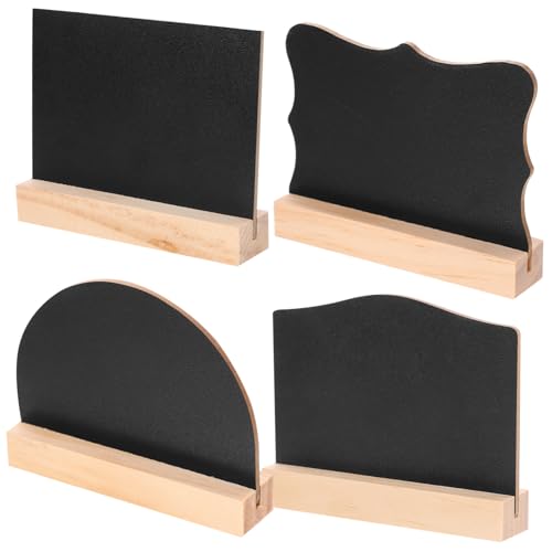 VILLCASE 4 Stück Doppelseitiges Tafelschild Menü-Tafel abwischbares Zeichenbrett Mini-Tafelschilder Tafel Message Board Tafelzeichen Rechteckiges Whiteboard Tisch Tafel Zeichen Holz Black von VILLCASE