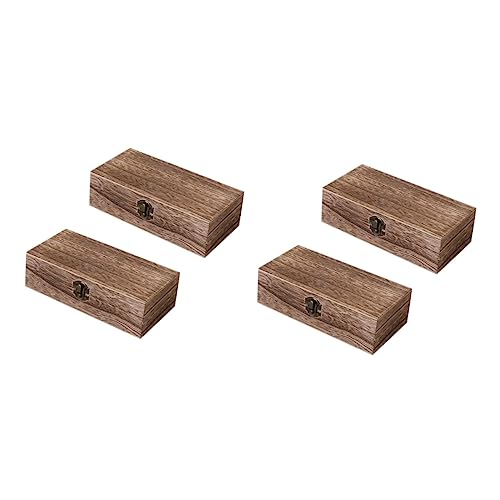 VILLCASE 4 Stück Holzkiste Mini Schatztruhe Schmuck Organizer Tablett Schmuck Organizer Schmuck Halsketten Organizer Antikes Dekor Schmuck Organizer Für Halsketten Schmuckkästchen von VILLCASE