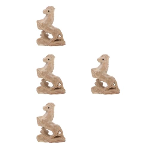 VILLCASE 4 Stück Pfirsichholzornamente Mini- -schreibtisch-dekor Chinesische Pferdestatue Figuren Wohnkultur Skandinavisches Dekor Pferdeskulptur Aus Holz Mahagoni- Beige von VILLCASE