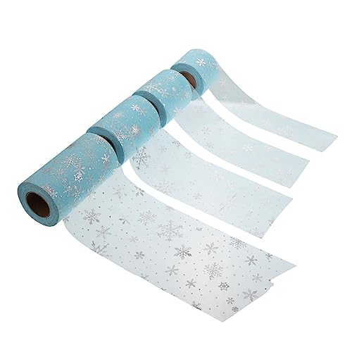 VILLCASE 4 Stück Rollen Weihnachts-Schnee-Mesh schienbeinschoner tape ribbons presents Gürtel zum Verpacken von Geschenken handgefertigte Bastelbänder Nähmaterial Polyester-Mesh-Bänder Blue von VILLCASE