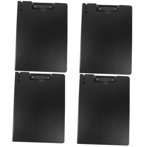 VILLCASE 4 Stück a4 Ordner Clip-Clips Klemmbretter kleines Klemmbrett für Quittungen Speicher-Zwischenablage Papier Clip zur Dokumentenaufbewahrung Zwischenablage zeichnen Tafel PVC Black von VILLCASE