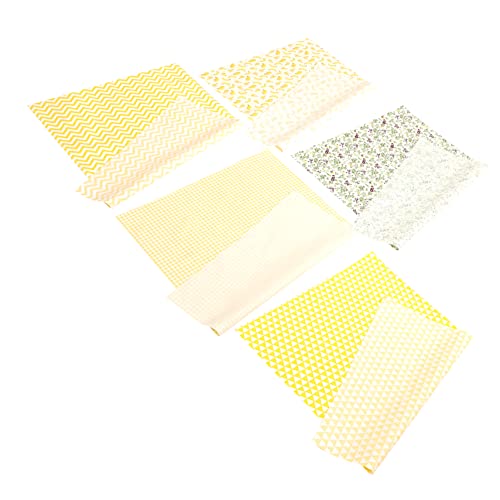 VILLCASE 5 Blätter Bedruckter Twill-Stoff Polsterstoff Fette Viertelbündel Stoffstreifen Zum Quilten Quiltstoff Fetzen Fat Quarters Stoffbündel Patchwork Stoffe Basteln Yellow Baumwolle von VILLCASE