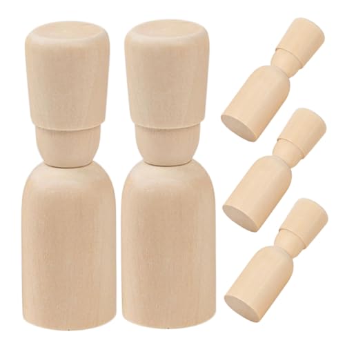 VILLCASE 5 Pcs Blockfarbe Kleiner Hölzerner Mann Holzstifte Puppen Menschen Holz Ornamente Holz Peg Menschen Basteln Dekorativ von VILLCASE