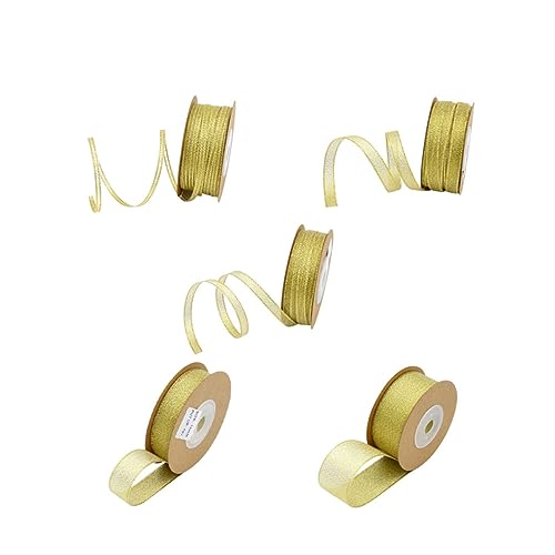 VILLCASE 5 Rolle Bandgeschenke goldenes weihnachtsband Verpackungsbänder aus Stoff goldenes Drahtband Grosgrain-Bänder geschenkband partydekoration geripptes Band Verpackungsband für Blumen von VILLCASE