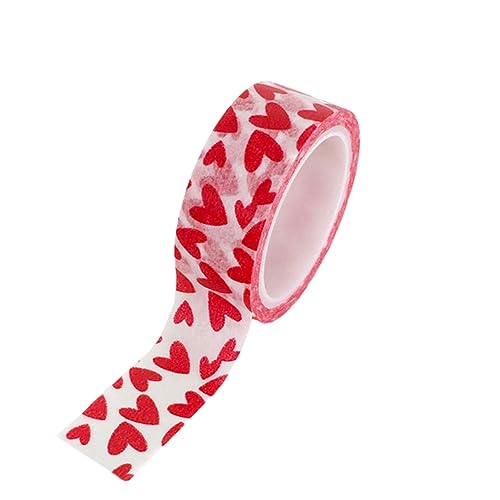 VILLCASE 5 Rollen Rotes Liebesmusterband Rosa Klebeband Krepp-papier Geschenkpapier Zum Geburtstag Farbiges Band Bänder Zum Basteln Sackleinenband Farbband Papier Klebeband von VILLCASE