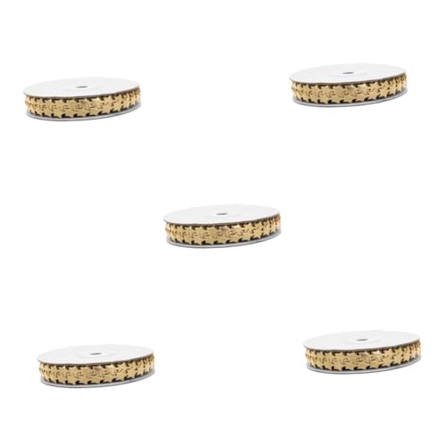 VILLCASE 5 Rollen Sternband bastelideen bastelmaterial geschenkband verpackungsband Partydekoration dekobänder Feiertagsbandbesatz Stern-Weihnachtsband Gurtband aus Polyester Golden von VILLCASE