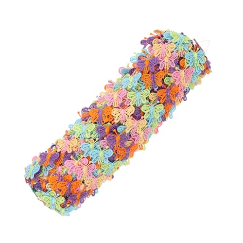 VILLCASE 5 Rollen Wasserlösliche Schmetterlingsspitze weißer Tüllstoff Blumenbesatz bestickt vintage dekoration retro dekoration gestickte Applikation Schmetterlinge Patches Polyester von VILLCASE