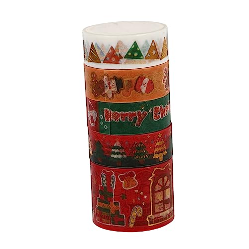 VILLCASE 5 Rollen Weihnachtliches Vergoldungsband süßes Band Klebeband für Haustiere weihnachtsklebeband weihnachts washi tape Weihnachten Washi-Papierband Geschenkbänder Japanisches Papier von VILLCASE