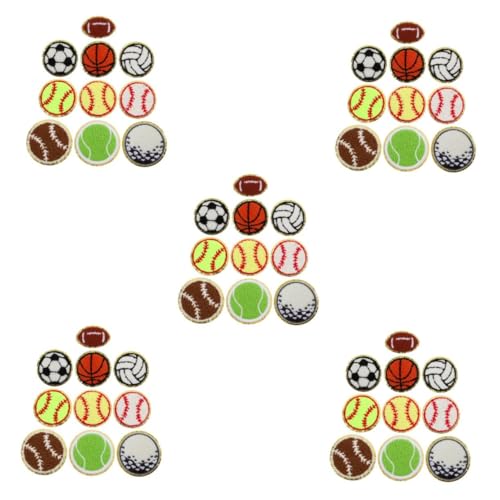 VILLCASE 5 Sätze 5 Sets Fußball Stickerei Patch Basketball Patch Sport Patch Zum Aufbügeln Ball Patch Stickerei Bügelflicken Baseball Stoff Patch Baseball Patch 10 Stück * 5 von VILLCASE