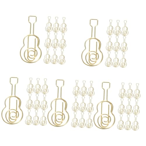 VILLCASE 5 Sätze Geformte Büroklammer Büromaterial Papierklemmen - Violinenform Mini-geigenklammern Büroklammern Clips Violine-büroklammer Büroklammer Aus Metall Golden 50 Stück * 5 von VILLCASE