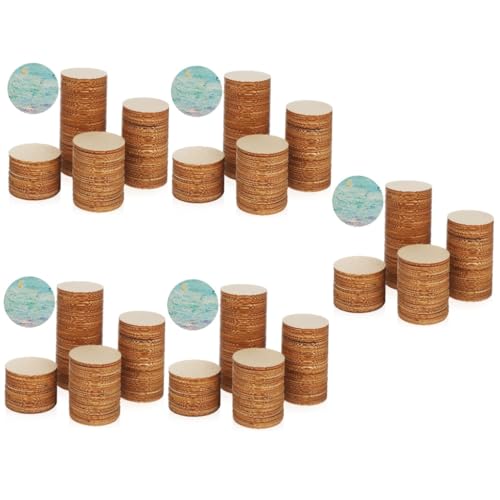 VILLCASE 5 Sätze Holzscheibe Rundes Scheibenornament Bastelstäbchen Masse Kreis Leer Schaumstoffkreise Zum Basteln Holzverzierungen Holzornament Holz Kreis Holz Runden Khaki 200 Stück * 5 von VILLCASE