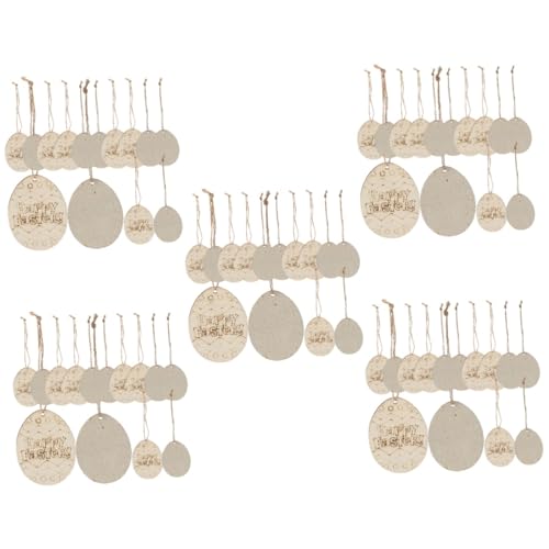 VILLCASE 5 Sätze Ostern Holzspäne Osterdekorationen Eierhalter Ostereier Schokolade Osterausschnitt Geschenkidee Ostern Ostergeschenkideen Osteranhänger Osterei-chips Khaki 20 Stück * 5 von VILLCASE