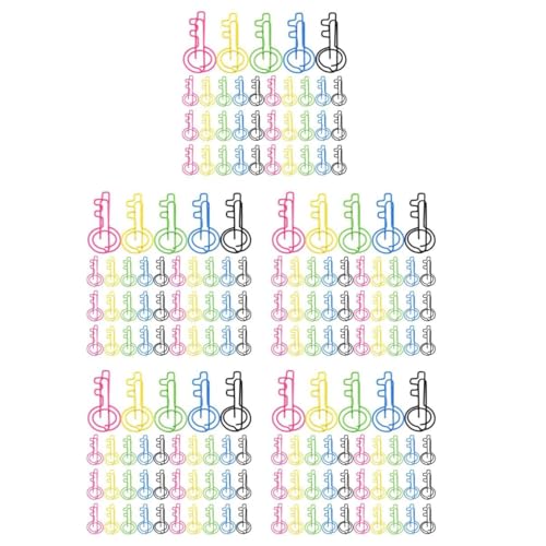 VILLCASE 5 Sätze Schlüssel-büroklammer Schnallenclip-dekoration Schlüsselförmige Büroklammern Schlüsselförmiger Schlüssel Aufkleber Neuartige Büroklammern Planer-clips Metall 50 Stück * 5 von VILLCASE