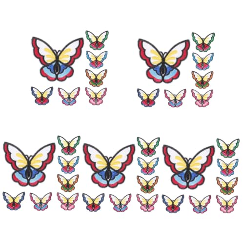 VILLCASE 5 Sätze Schmetterling Bügelbild Aufnäher Aufnäher Schmetterling Applikation Patches Bestickte Patches Stoff Patch Stickerei Bestickte Aufkleber Schmetterlinge Zum 7 Stück * 5 von VILLCASE