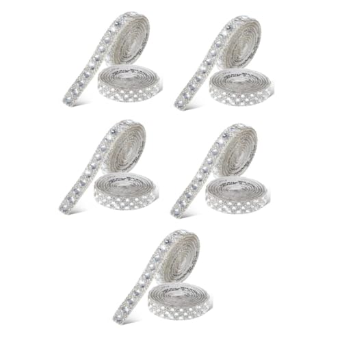 VILLCASE 5 Sätze Strass Band Klebestreifen Selbstklebender Schmuck DIY Mädchen Strass Gürtel Glitzer Besatz Zum Basteln Von Strasssteinen Strass Gürtel Für Kleid Strass 2 Rollen * 5 von VILLCASE