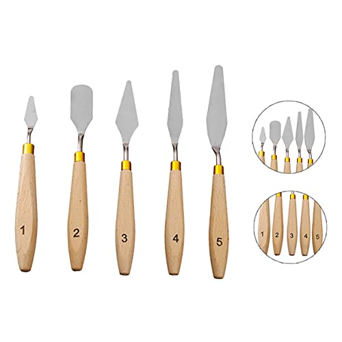 VILLCASE 5-teiliges Ölgemälde-spachtel-set Edelstahl Holzgriff Künstlerisch Zum Mischen und Formen Beige von VILLCASE