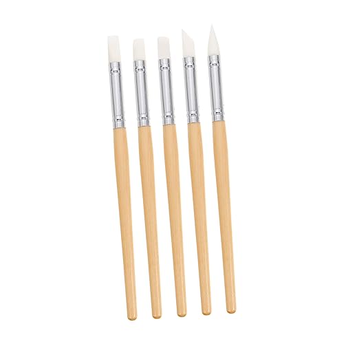 VILLCASE 5 Stück Keramik Silikon Stift Miniatur Pinsel Ton Set Make Up Schwamm Fondant Skulptur Stift Bildhauerei Kunstbedarf Stifte Polymer Ton Werkzeuge Tonschneider Tragbare von VILLCASE