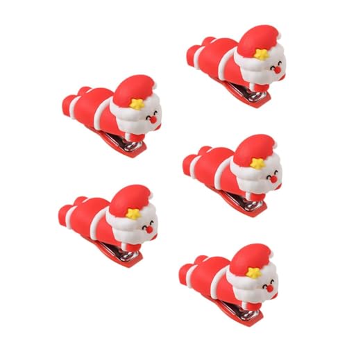 VILLCASE 5 Stück Weihnachtsmann Hefter Niedlicher Hefter Kleiner Hefter Mini Hefter Tragbarer Reise Hefter Mini Cartoon Hefter Schule Schreibwaren Mini Bürobedarf Kit von VILLCASE