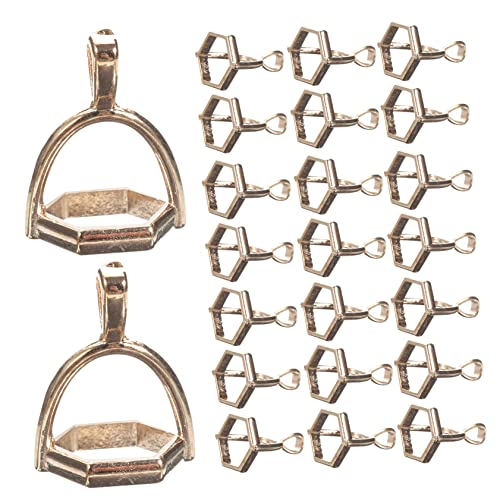 VILLCASE 50 Stück Hexagon-säulen-anhänger Halsketten-charm-glieder Schlüsselanhänger Armbänder Kristallohrring Mit Sechseckigem Rahmen Ohrring-sechskantrahmen Legierung Golden von VILLCASE