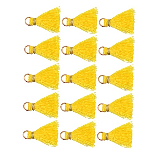 VILLCASE 50 Stück Quaste Anhänger Hängender Schlüsselanhänger Mit Quaste Autozubehör Tonperlen-armband-set Bastelquasten Selber Machen Anhänger Für Die Schmuckherstellung Yellow Rayon von VILLCASE