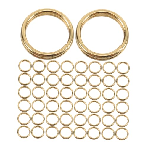 VILLCASE 50-Teiliges Set Schmuckzubehör Schlüsselanhänger für Anhänger geteilte Schlüsselanhänger für Schlüsselanhänger Schlüsselringe kleine doppelte offene Biegeringe Metall Golden von VILLCASE