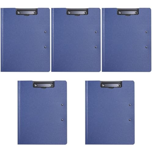 VILLCASE 5St A4-Ordner-Clip write board büroartikel Schreibbrett mit Ablagefach Büroklammermappe Schreibbrett mit Notizblock Büroklammern Papier Schreibunterlage Büro-Klemmbrett Metall Blue von VILLCASE