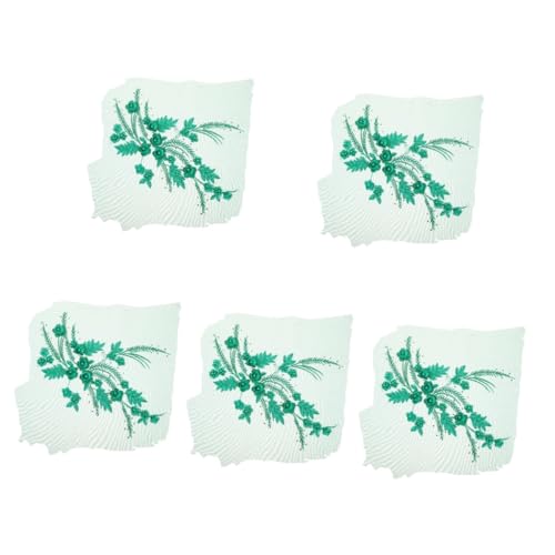 VILLCASE 5St Mesh-Stickpatch Körper Glitzer gefälschte Blumen Künstliche Blumen Hochzeitskleid Applikation Abendkleid Applikation Kleidungsflicken Stoffflicken für Kleidung Spitze Green von VILLCASE