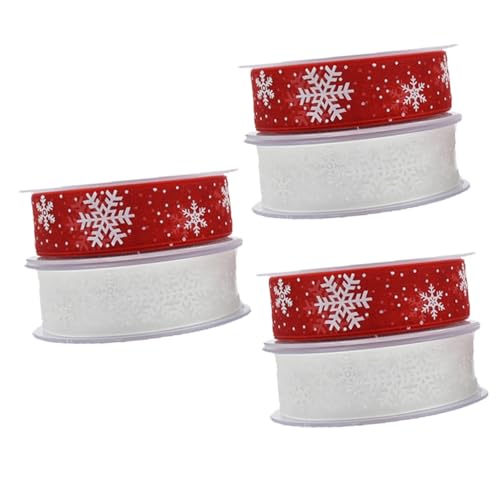 VILLCASE 6 Rollen Bänder aus Garngeflecht ribbon weihnachtsband weihnachtsbänder bänder für haarschleifen weihnachten Weihnachtsnetz Spitzenband Verpackungsband für Weihnachten Geschenkband von VILLCASE