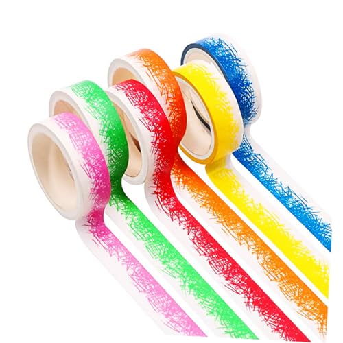 VILLCASE 6 Rollen Washi-Tape scrapbbok the washi tape handsfull wandverkleidung klebstoffe wasserdichtes Band Mehrfarbiges Washi Tape Gel Washi-Klebeband Aufkleber aus Washi-Papier Colorful von VILLCASE