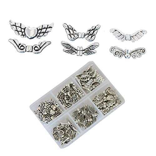 VILLCASE 60st Abstandsperle Zur Schmuckherstellung Flügel-anhänger-verzierung Schmuck Abstandsperle Abstandsperlenbefunde Flügel-charm-perlen Spacer-perlen-anhänger Armschlinge Silver von VILLCASE