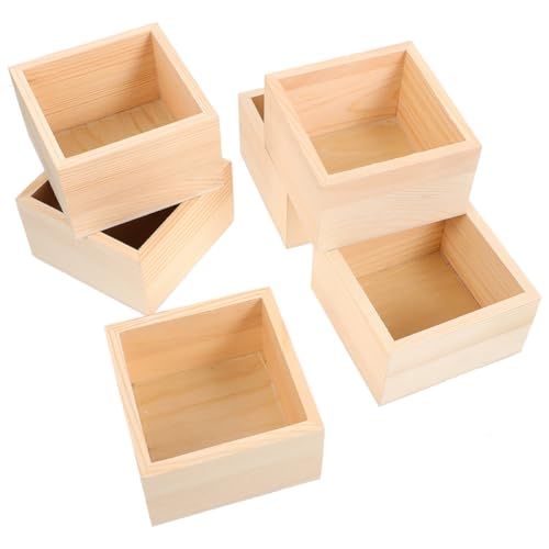 VILLCASE 6Er-Box aus Holz ohne Deckel faltbar Umzugskartons Würfel Aufbewahrungskorb storage boxes aufbwahrungs-box Holzbox leere Schmuckschatulle Schmuckbehälter von VILLCASE