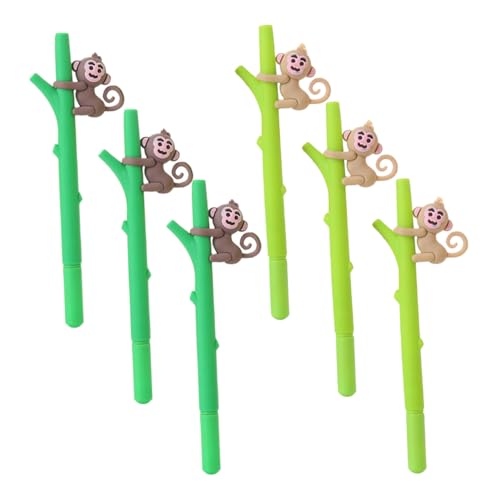 VILLCASE 6st Affen-gelstift Stifte Mit Feiner Spitze Einzigartiger Kugelschreiber Kawaii-markierungsstift Panda-briefpapier Tintenstifte Zum Schreiben Schwarze Stifte Tagebuchstifte Plastik von VILLCASE