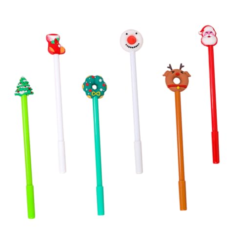 VILLCASE 6st Weihnachtsgelstift Lustige Kugelschreiber Tintenstift Schreibstift Schulmaterial Gelstift Weihnachtsstifte Weihnachtsmann Stifte Weihnachtszeichenstift Colorful Plastik von VILLCASE