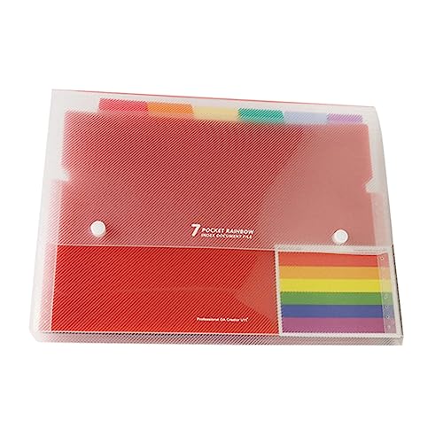 VILLCASE 7 Aktenordner Erweiterbarer Dokumentenordner hohles Loseblattordner Dokumentenmappe mit Knöpfen Tragbare Dokumentenmappe briefumschläge Ordnertasche Schüler Zubehör Colorful von VILLCASE