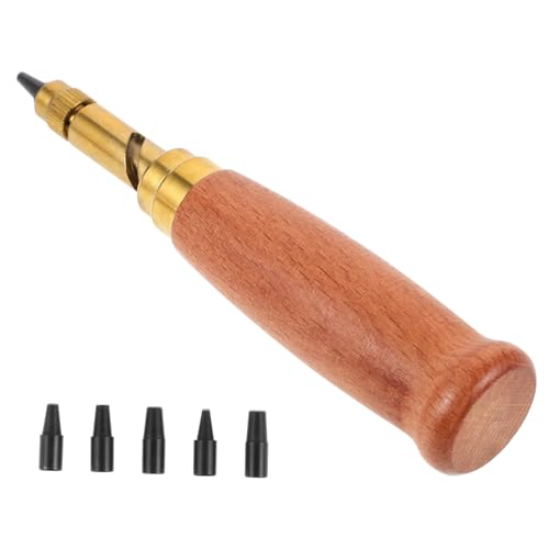 VILLCASE 7 Teiliges DIY Lederlocher Set Automatischer Wechselbarer Multihole Punch Für Lederarbeiten Holzfarbener Stahllocher Für Präzise öcher Im Perfekt Für Handwerk Und von VILLCASE