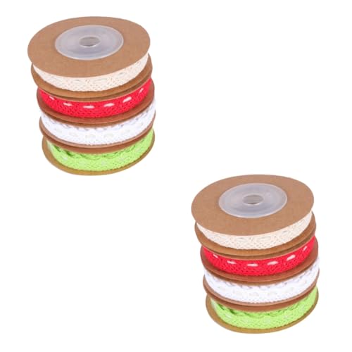 VILLCASE 8 Rollen 2 Spitzenbänder aus Baumwolle geschenkband ribbon weihnacjtsdeko Glitzerbesatz Pastellfolienvorhänge Macaron selbstklebende Verpackungsbänder Verpackungsband für Party von VILLCASE