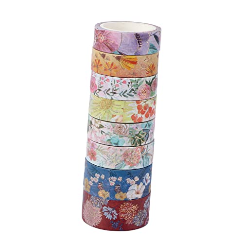 VILLCASE 8 Rollen Blumen Und Washi Tape Multi Pixel Pastell Doppelt Washi-tape Grün Waschi Bandspender Etikett Nachfüllung Reflektierend Verwaschenes Klebeband Süßes Washi-tape Papier von VILLCASE