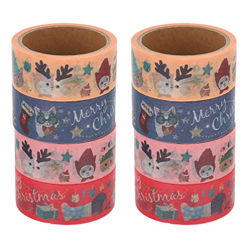 VILLCASE 8 Rollen Weihnachts-washi-tape Weihnachtsdeko Weihnachten Diy Washi Tape Klebeband Für Scrapbooking Dekore Für Albumaufkleber Washi-klebeband Washi Tapes Im Weihnachtsstil Papier von VILLCASE