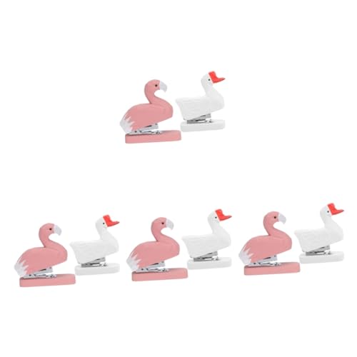 VILLCASE 8 Stk Tierhefter tragbarer Hefter Flamingo-Hefter Tierstatue schnitzen Bürohefter Mini-Tischhefter Schreibtischhefter kleiner Hefter Heftklammern für Tischhefter Heimhefter hölzern von VILLCASE