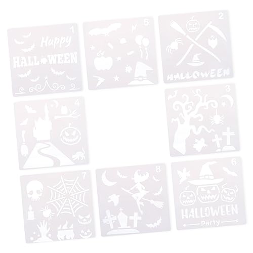 VILLCASE 8St Halloween-Zeichnungsvorlage Halloween-Zeichnungsschablonen Halloween-Kuchenschablone halloween halloween decorations Halloween-Malschablonen Malform Plastik von VILLCASE