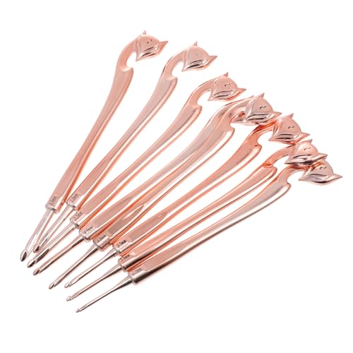 VILLCASE 8st Häkeln Fuchs Nadel Häkelset Häkelzubehör Haken Strickmaschine Bausatz Häkelmuster Vernähstichmarkierer Nähzubehör Einfädler Milch-baumwoll-garn Krocket Plastik Rose Gold von VILLCASE