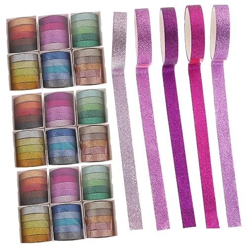 VILLCASE 90 Stück Glitzer Und Washi Klebeband Verpackung Waschklebeband Zubehör Papierband Tagebuchherstellung Scrapbooking Basteln Punktaufkleber Abdeckband Farbige von VILLCASE