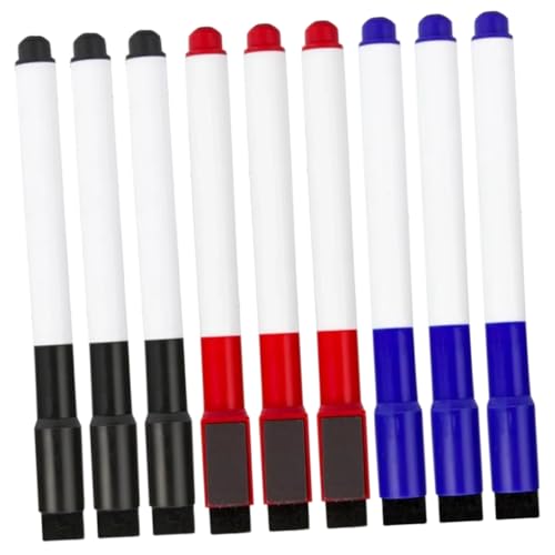 VILLCASE 9St trocken abwischbarer Stift Trockenmarker Markerstifte mit feiner Spitze radiergummi Whiteboard-Grundlage praktische Markierungsstifte löschbare Stifte mehrfarbig Plastik von VILLCASE