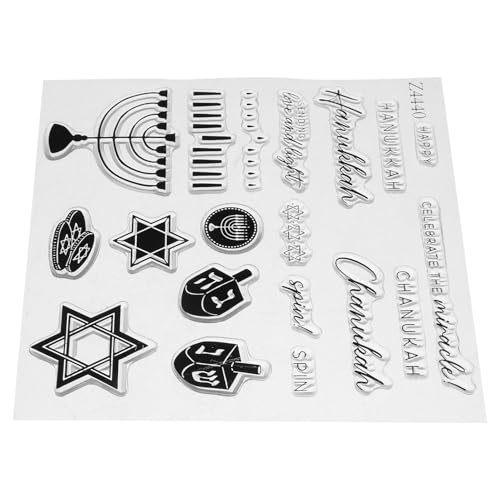 VILLCASE Chanukkah-Stempel, Kerzen-Silikonstempel, Silikonstempel, Kuchen, Bücher, Gummistempel, Chanukah-Stempel für Festival, Grußkarten, Scrapbooking von VILLCASE