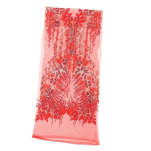 VILLCASE Dekorative Flicken Für Kleidung Goldenes Spitzenband Spitzenstoff Stoffblumen Für Fotokabine Requisiten Hochzeit Aufnäher Für Hochzeitskleider Abschlussball Braut Tür Polyester Rot von VILLCASE