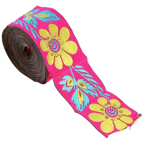 VILLCASE Ethnisches Spitzenband Gestickter Bandbesatz Jacquardbandbesatz Braut-stirnband Tiara Für Kleine Mädchen Blumen- Blumensträuße Dekorativ Stoff Seide Dekoration Polyestergarn Rosy von VILLCASE